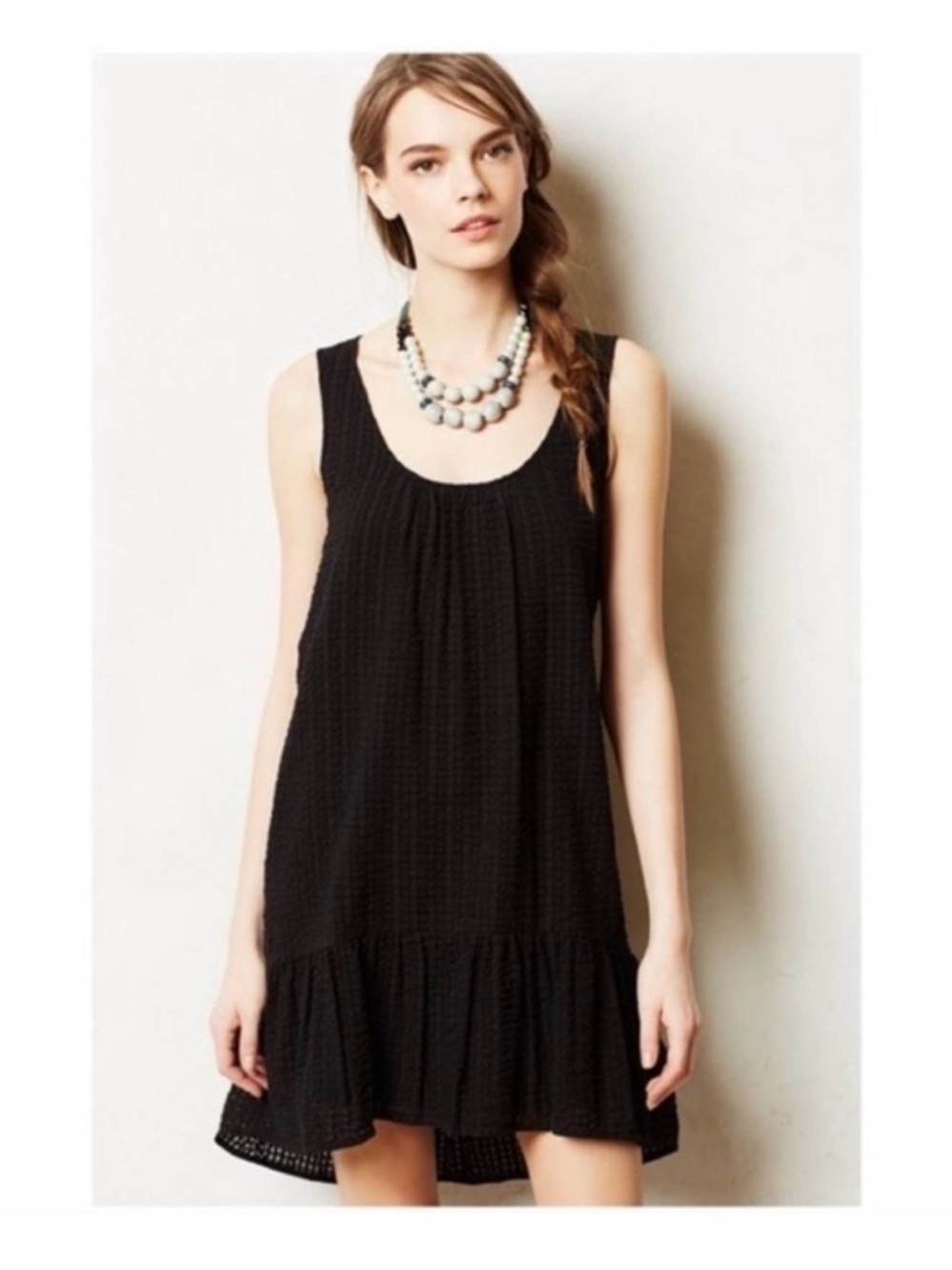 Maeve Melanie Black Sleeveless Ruffle Hem Shift Dress Size M